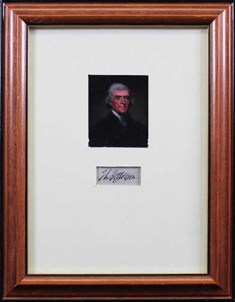 Thomas Jefferson Exceptionally Fine Autograph in Framed Display (JSA LOA)