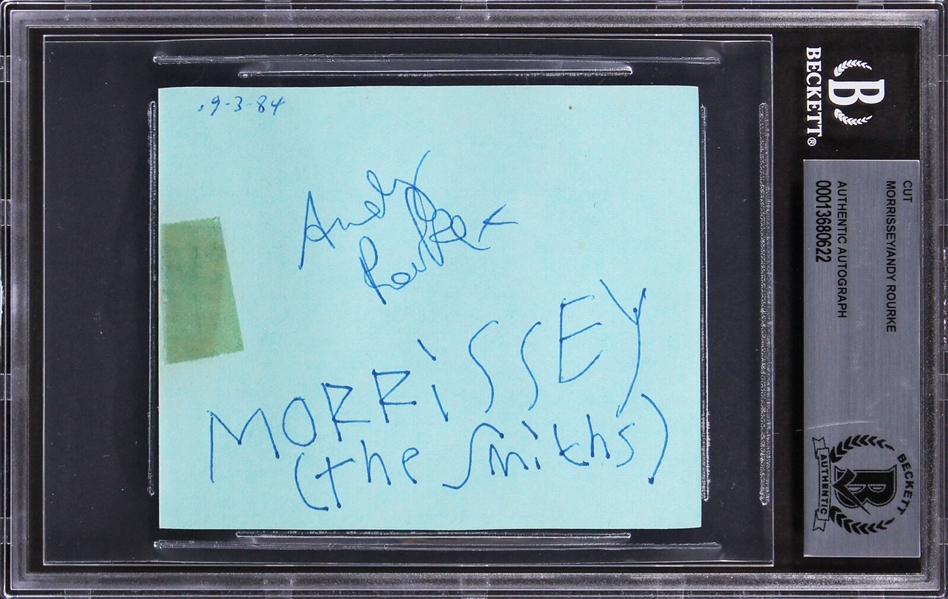 The Smiths: Morrissey & Andy Rourke RARE Signed Album Page (Beckett/BAS Encapsulated)