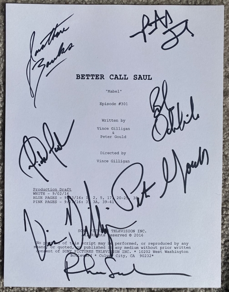 Bob Odenkirk / Jonathan Banks / Vince Gilligan Better Call Saul Season 3 Script Cover