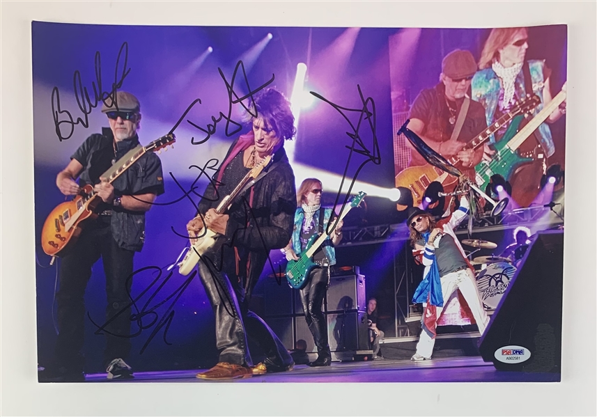 Aerosmith Group Signed 10" x 15" Poster (5 Sigs) (PSA LOA)