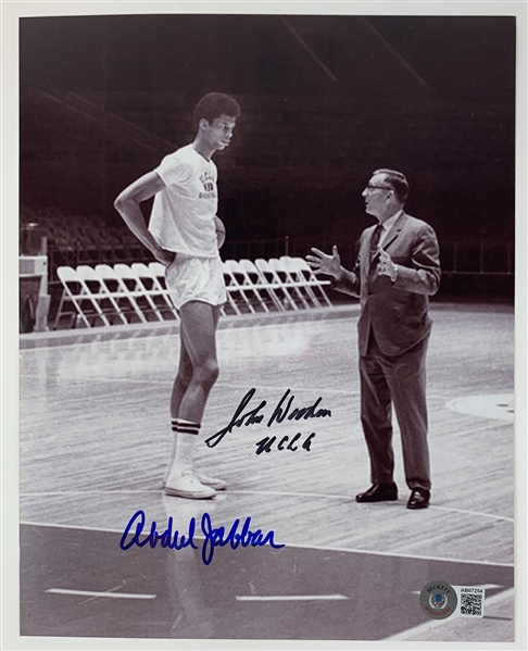 John Wooden & Kareem Abdul-Jabbar Signed 8" x 10" Photo (Beckett/BAS LOA)(Steve Grad Autograph Collection)
