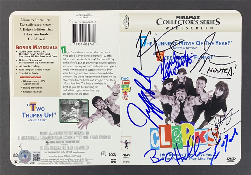 Clerks: Cast Signed DVD Movie Insert (7 Sigs)(Beckett/BAS LOA)(Steve Grad Autograph Collection)