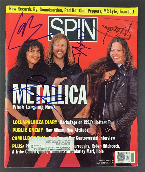 Metallica Group Signed 1991 SPIN Magazine (4 Sigs)(Beckett/BAS LOA)(Steve Grad Autograph Collection)