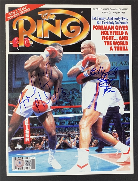 Evander Holyfield & George Foreman Signed Magazine Cover (Beckett/BAS LOA)(Steve Grad Autograph Collection)