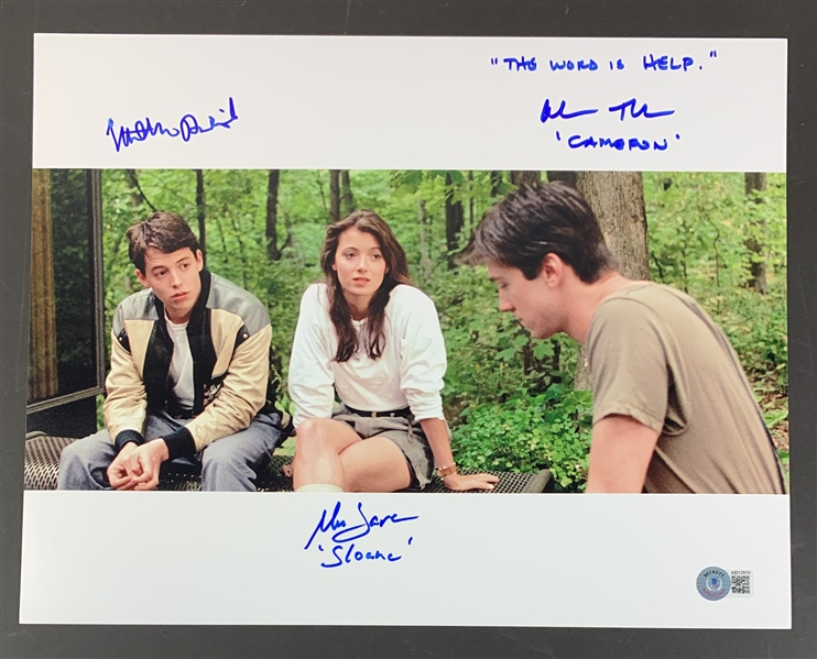 Ferris Buellers Day Off: Cast Signed 11" x 14" Photo (3 Sigs)(Beckett/BAS LOA)(Steve Grad Autograph Collection)