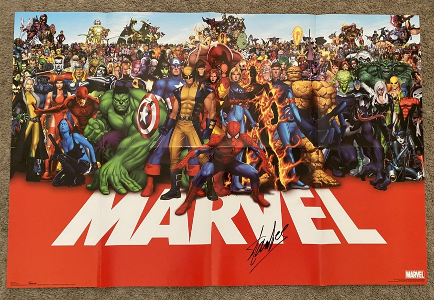 Extraordinary Stan Lee Signed Marvel Character Poster (Third Party Guaranteed)