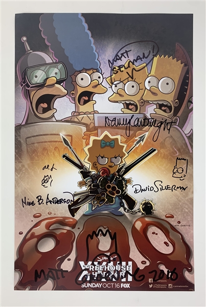 The Simpsons: Multi-Signed 11" x 17" Mini-Poster (Beckett/BAS LOA)(Steve Grad Autograph Collection)
