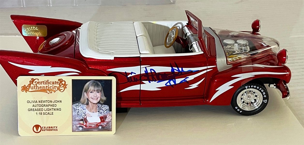 Greased Lightning 1:18 Scale Die-Cast Replica Car SIGNED BY Olivia Newton John & John Travolta! VERY FEW EXIST! (Third Party Guarantee)