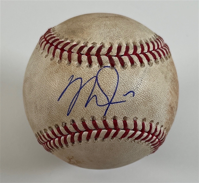 Mike Trout Signed & Game Used OML Baseball :: Used 9/10/2018 - LAA vs TEX - Ball Pitched to Trout! (MLB Hologram & JSA COA)