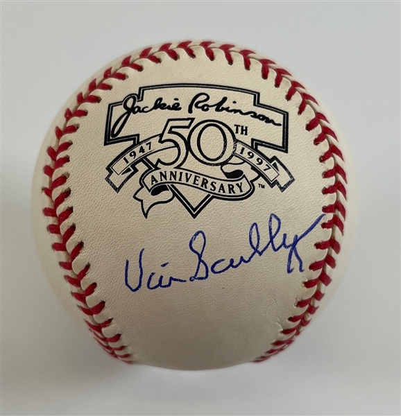 Vin Scully Signed Jackie Robinson 50th Anniversary Commemorative ONL Baseball (PSA/DNA)