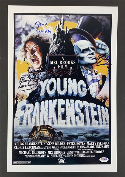 Young Frankenstein: Cast Signed 11.75" x 18" Poster w/ Wilder, Brooks, and Leachman! (PSA Sticker Only/Third Party Guaranteed)