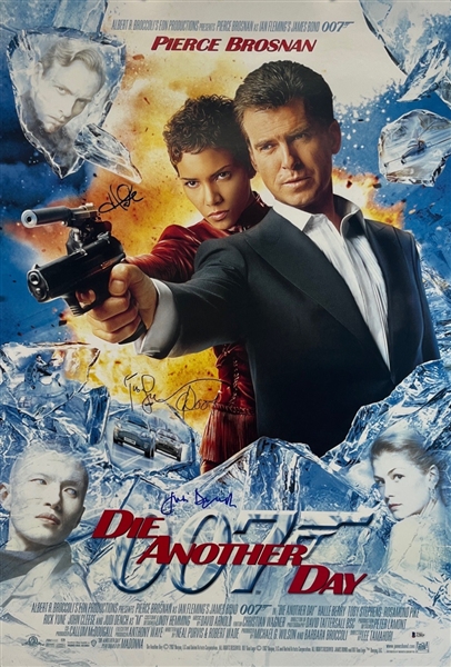 Die Another Day: Multi-Signed Full Sized Movie Poster w/ Berry, Dench, and Brosan! (Beckett/BAS LOA)