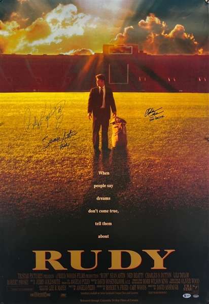 Rudy: Multi-Signed Original Full Size Poster (3 Sigs)(Beckett/BAS LOA)