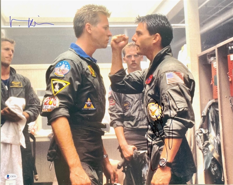 TOP GUN: Beautiful Tom Cruise and Val Kilmer Signed 20" x 16" Photograph (Beckett/BAS)