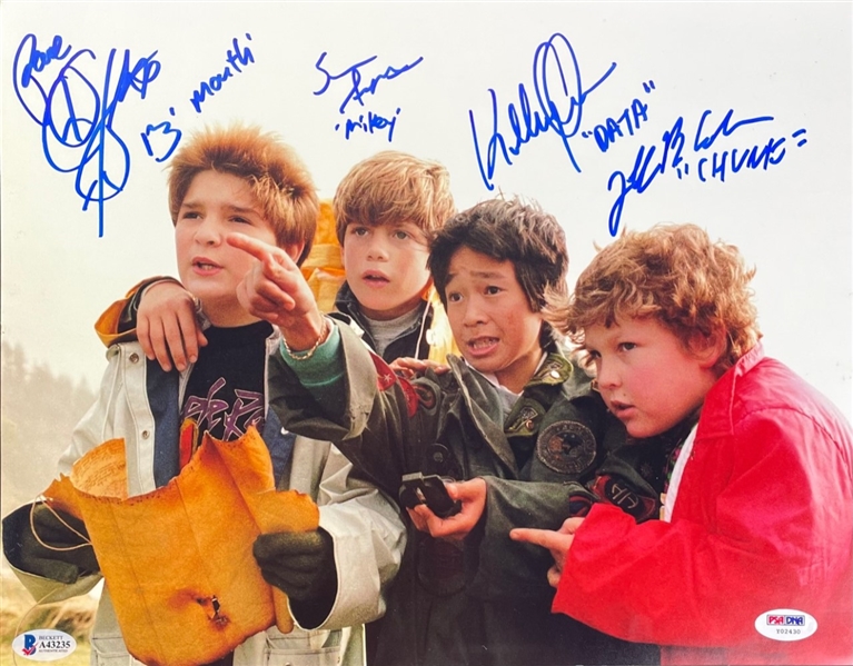 Goonies: Cast Signed 14" x 11" Photograph (4/Sigs) (PSA/DNA)