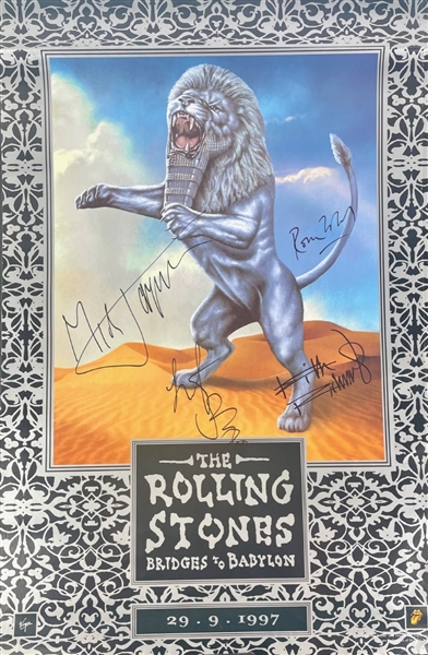 Rolling Stones: RARE "Bridges to Babylon" Signed Tour Poster (4/Sigs) (Epperson/REAL)