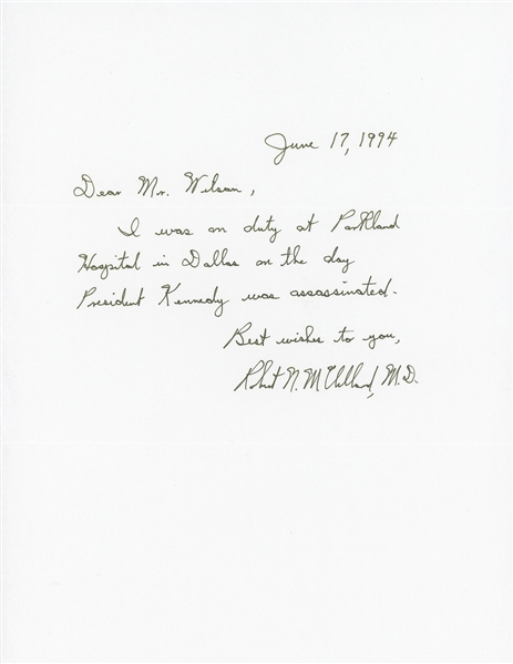 JFK Assassination: Robert McClelland Autograph Letter Signed (Third Party Guaranteed) 