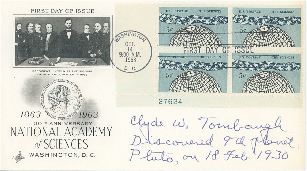 Clyde W. Tombaugh Signed FDC (Third Party Guaranteed) 