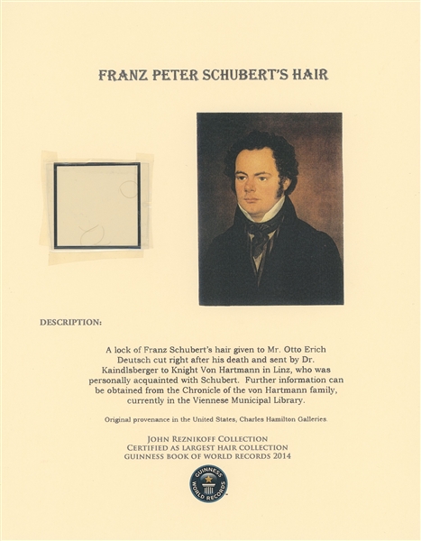 Franz Peter Schubert’s Strands of Hair Presented on Display (John Reznikoff / University Archives COA) 