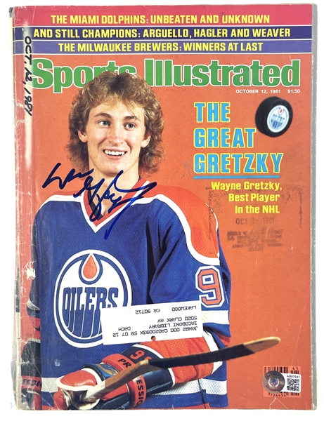 Wayne Gretzky Signed October 1981 Sports Illustrated Magazine (Beckett/BAS LOA)