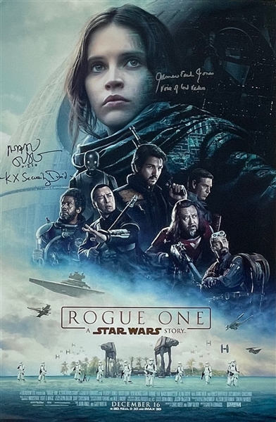 Star Wars-Rogue One: Full Size Movie Poster Signed by Jones & Tudyk (Third Party Guaranteed)