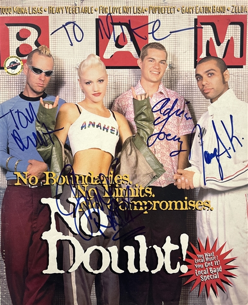 No Doubt Rare Early Group Signed BAM Magazine Cover (Beckett/BAS LOA)
