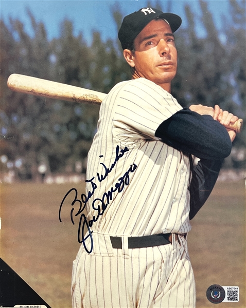 Joe DiMaggio Signed 8" x 10" Color Cardstock Photo with "Best Wishes" Inscription (Beckett/BAS LOA)
