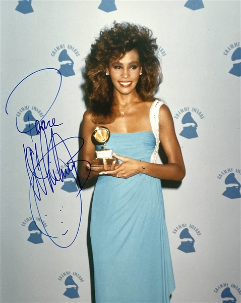 Whitney Houston Rare Signed 8" x 10" Color Photo from First Grammy Award Celebration (Beckett/BAS LOA)