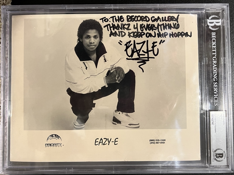 Eazy-E ULTRA-RARE Signed Ruthless Records 8" x 10" Promotional Photograph (Beckett/BAS Encapsulated & Beckett LOA)