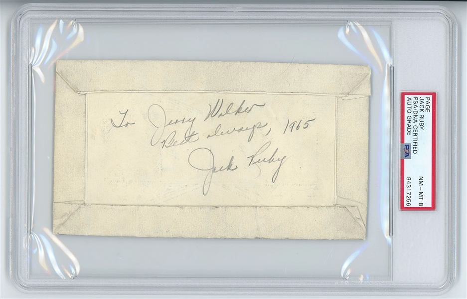 Jack Ruby 1965 Autograph Note Signed (PSA/DNA Encapsulated NM-MT 8 Autograph Grade)  