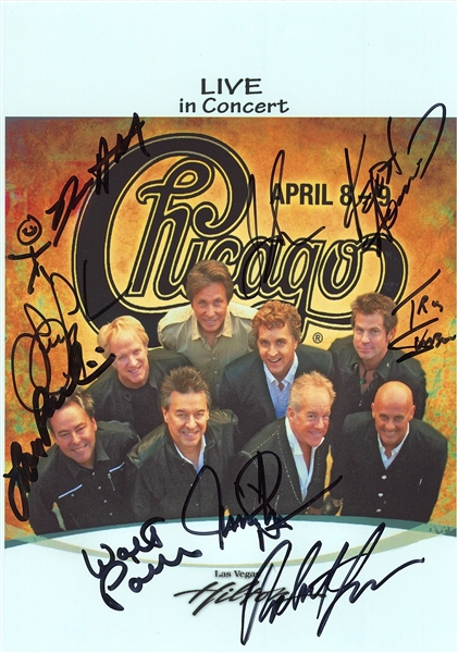 Chicago Fully Group Signed Hilton Las Vegas 6” x 8.5” Photo (9 Sigs) (Third Party Guaranteed) 