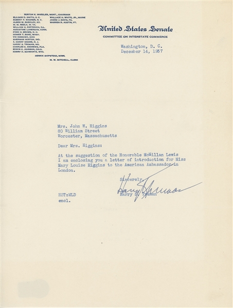 Harry S. Truman Typed Letter Signed (Beckett/BAS LOA)