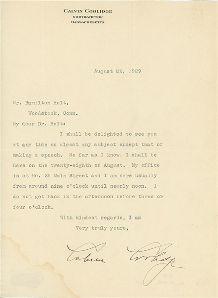 Calvin Coolidge Typed Letter Signed (Beckett/BAS LOA)