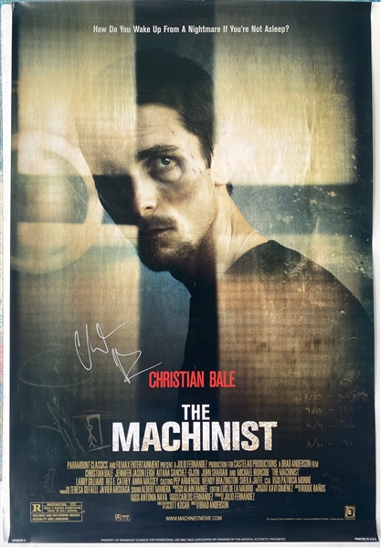 Christian Bale In-Person Signed Full-Sized “The Machinist” Poster (JSA Authentication) 
