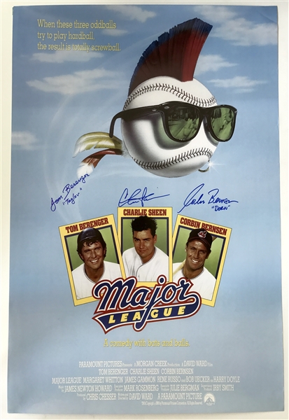 Major League In-Person Cast Signed 24” x 36” Poster (3 Sigs) (JSA Authentication)  