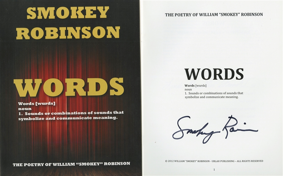Smokey Robinson Signed “Words” Lyric Booklet (Third Party Guaranteed)