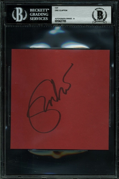 Eric Clapton Signed 5" x 5" Cut with MINT 9 Autograph! (Beckett/BAS Encapsulated)
