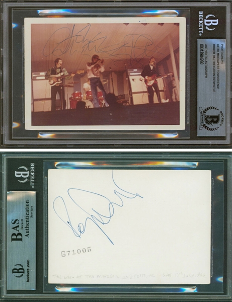 The Who Group Signed 3.5" x 5" Vintage Photo with Moon, etc. (4 Sigs)(Beckett/BAS Encapsulated)