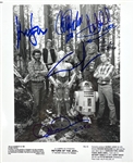 Star Wars Rare Signed 8" x 10" B&W Press Photo for "Return of the Jedi" with Ford, Lucas, Hamill, Fisher, etc. (Ford Signing Photo Proof)(JSA LOA & Beckett/BAS COA)