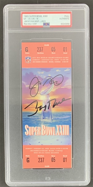 Joe Montana & Jerry Rice Autographed 1989 Super Bowl XXIII Authentic Ticket (PSA/DNA Encapsulated)