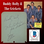 Buddy Holly & The Crickets Signed 4.25" x 5.25" Album Page with Original Crickets Lineup! (Beckett/BAS LOA)