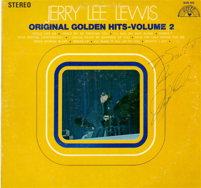 Jerry Lee Lewis Signed "Golden Hits" Album Cover (ACOA)