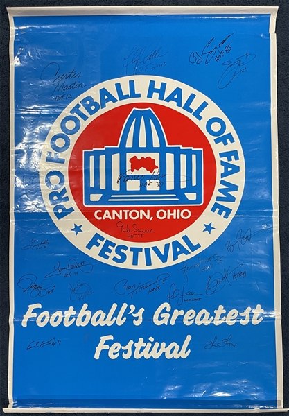 Amazing Pro Footballl Hall of Fame Running Back Legends Multi-Signed 36" x 56" Festival Banner with 17 Signatures Incl. Emmitt, Sanders, Bettis, etc.! (Third Party Guaranteed)