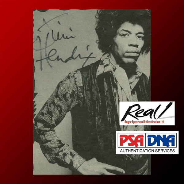 Jimi Hendrix Rare Signed 4" x 5.5" Black & White Magazine Page Photograph (PSA/DNA Encapsulated & REAL/Epperson)