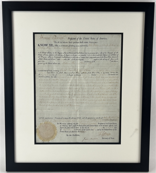 Thomas Jefferson & James Madison Dual Signed 1805 Presidential Land Grant (Third Party Guaranteed) 