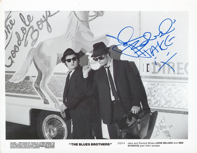 John Belushi ULTRA RARE Signed Blues Brothers 8" x 10" Promo Photo with "Jake" Inscription (JSA LOA)