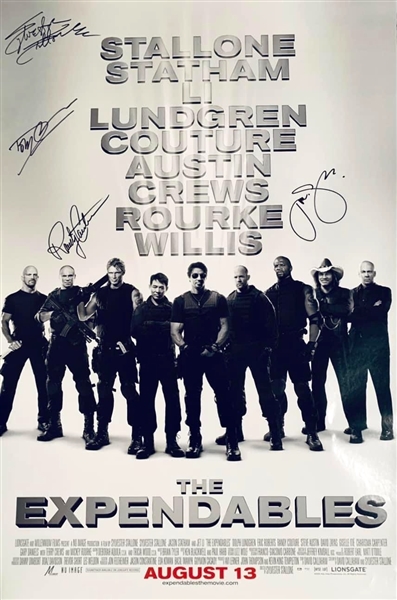 Expendables Cast Signed Full-Sized 27” x 40” Movie Poster (4 Sigs) (Third Party Guaranteed)