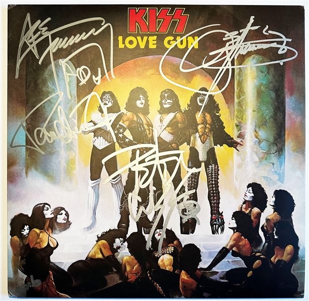 KISS Superbly Group Signed "Love Gun" Record Album (Epperson/REAL LOA)