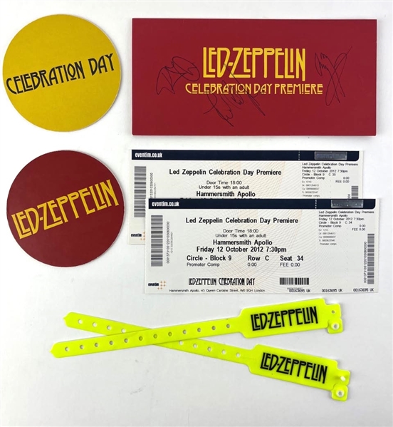 Led Zeppelin 2012 Celebration Day Memorabilia Lot w/ Signed Ticket Holder (Tracks Ltd & Epperson/REAL)