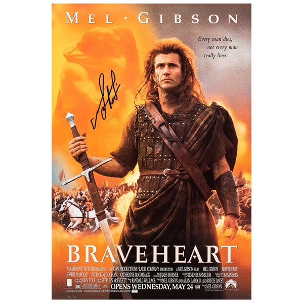 Mel Gibson Signed 1995 Braveheart 27” x 40” Movie Poster (Third Party Guaranteed)